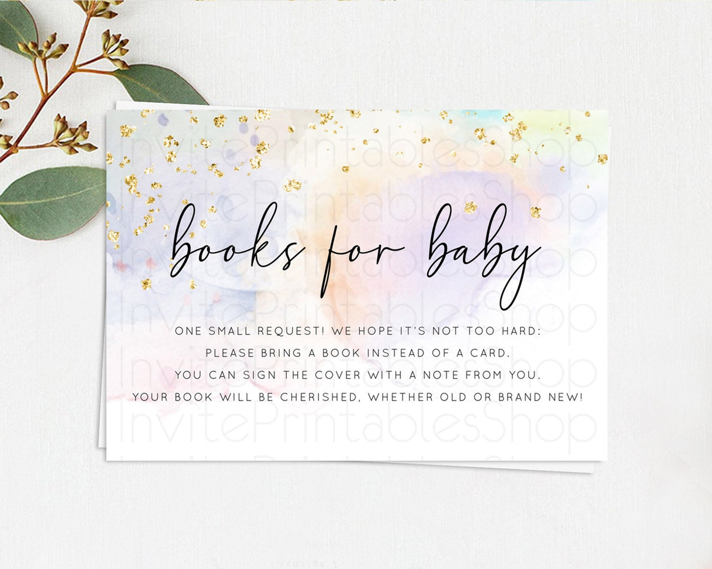 Pastel Books For Baby Card Pastel Rainbow Book Insert Colorful Ombre Watercolor Book Card Confetti Glitter Baby Book Poem Request D10769