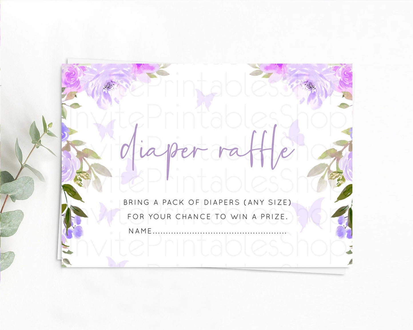 Secret Garden Diaper Raffle Card Boho Wildflower Diaper Raffle Insert Pastel Flower Garden Baby Shower Card Flower Raffle Game D10719