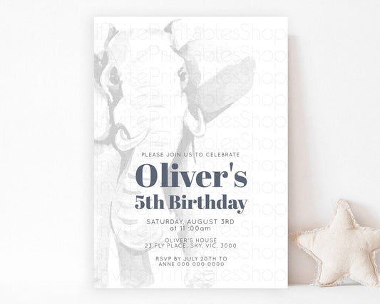 Editable Elephant Birthday Invitation Elephant Invitation Elephant Birthday