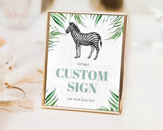 Zebra Sign Zebra Table Sign Decor Zebra Party Sign Template Safari Adventure Zebra Minimal Theme 1st Birthday Baptism Baby Shower D10844