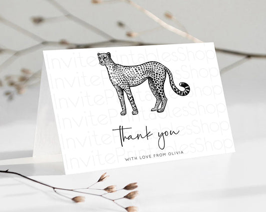 Cheetah Thank You Cheetah Thank You Card Cheetah Party Birthday Thank You Card Safari Card Template Cheetah Teacher Thank You Cards D10290