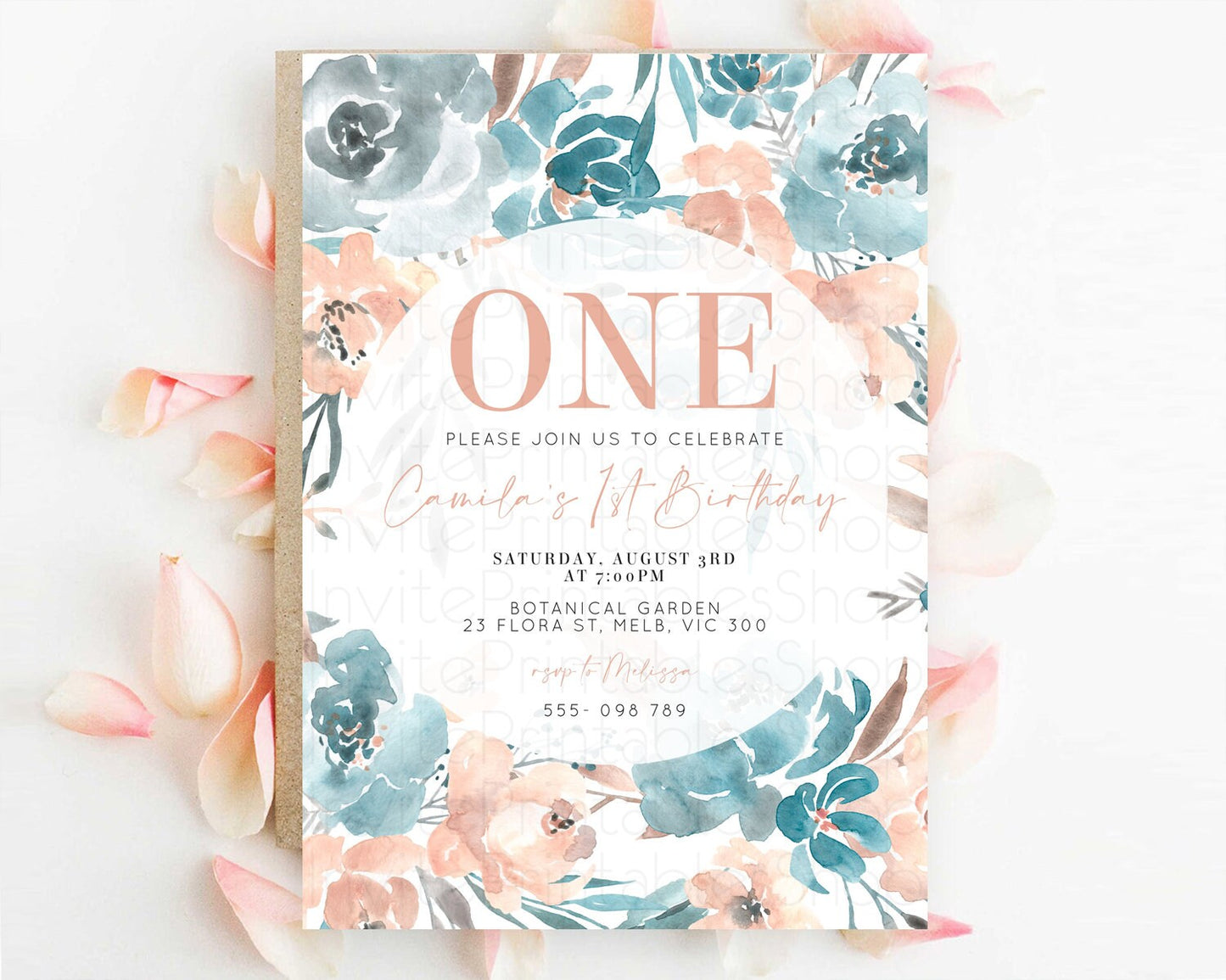 Secret Garden Invitation Wildflower Birthday Invitation Pastel Flowers Invite Enchanted Garden Boho Floral 3rd 2nd First Birthday D10190