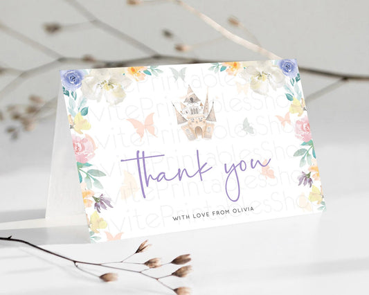 Editable Princess Thank You Castle Thank You Card Secret Garden Birthday Tha