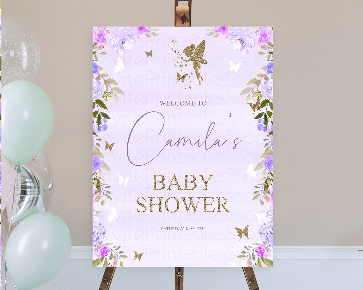 Fairy Baby Shower Welcome Sign Fairy Welcome Board Enchanted Garden Pastel Floral Butterfly Décor Secret Garden Fairy Welcome Sign D10910