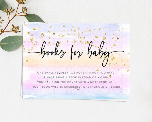 Editable Pastel Books For Baby Card Pastel Rainbow Book Insert Colorful Ombr