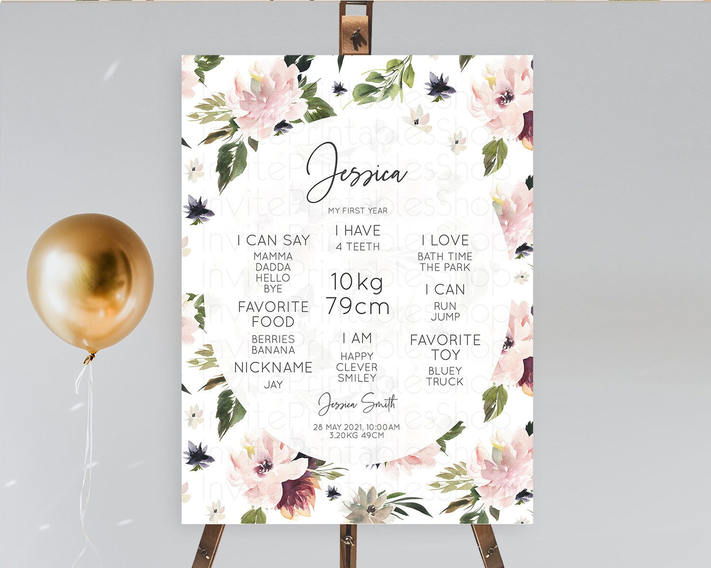 Secret Garden Milestone Board Wildflower First Birthday Milestone Poster Pastel Flowers Milestone Boho Wildflower 1st Birthday Sign D10538