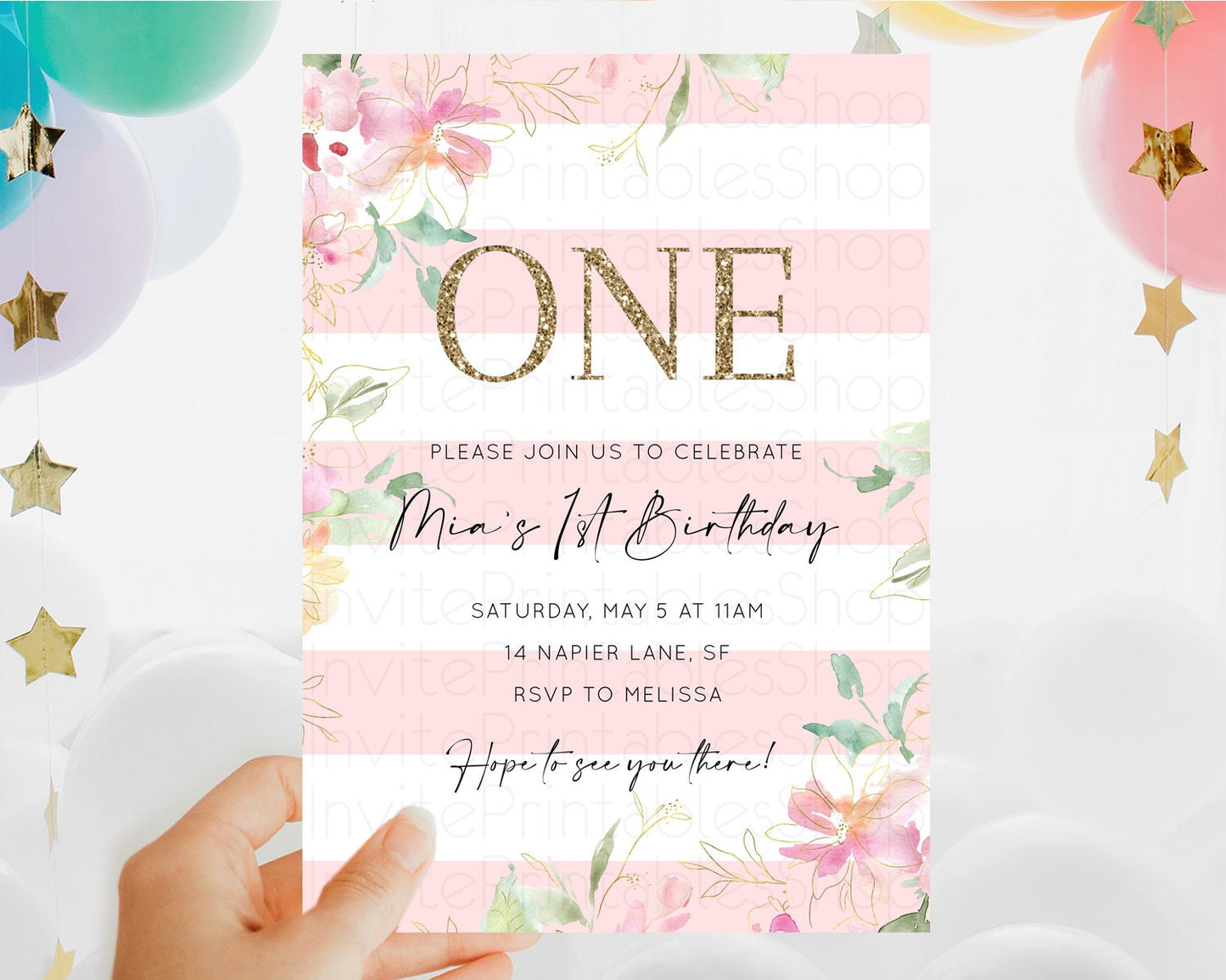 Secret Garden Invitation Wildflower Birthday Invitation Pastel Flowers Invite Enchanted Garden Boho Floral 3rd 2nd First Birthday D10301