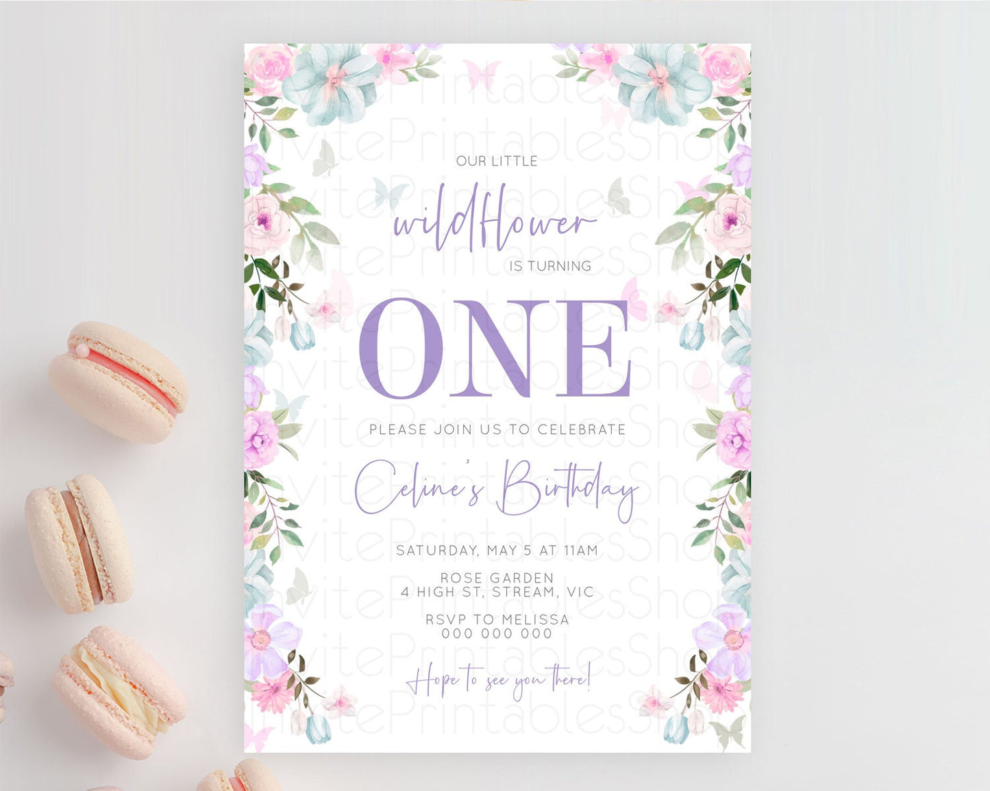 Secret Garden Invitation Wildflower Birthday Invitation Pastel Flowers Invite Enchanted Garden Boho Floral 3rd 2nd First Birthday D10494