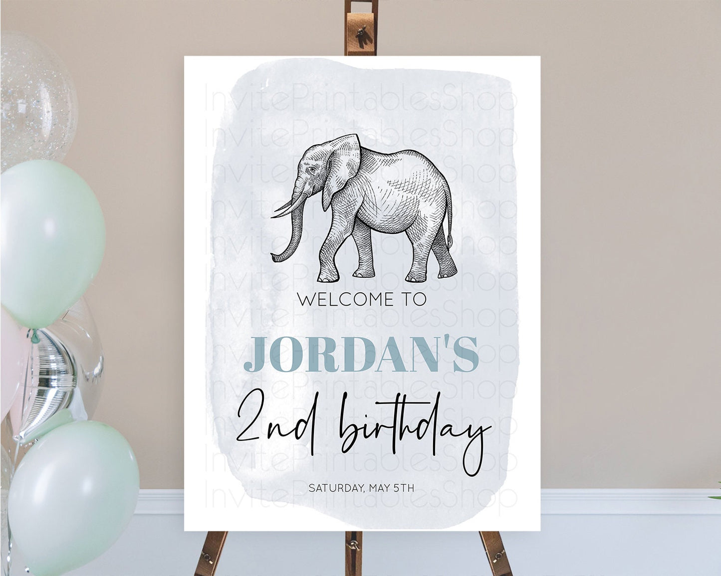 Elephant Welcome Sign Elephant Welcome Board Elephant Party Welcome Poster Safari Party Decor Elephant First Birthday Welcome Sign D10811