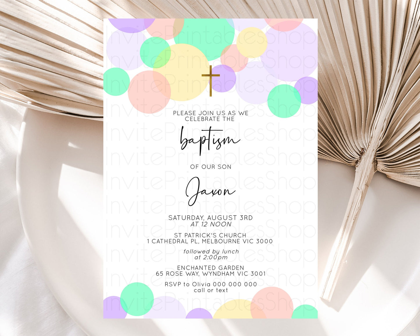 Pastel Baptism Invitation Pastel Confetti Baptism 1st Birthday Invitation Colorful Rainbow Confetti Bubbles Christening Invitation  D10380