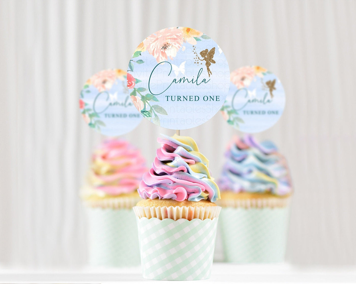 Fairy Cupcake Toppers Pastel Fairy Cupcake Toppers Fairy Floral Garden Cupcake Topper Enchanted Garden Floral Butterfly Party Decor D10794