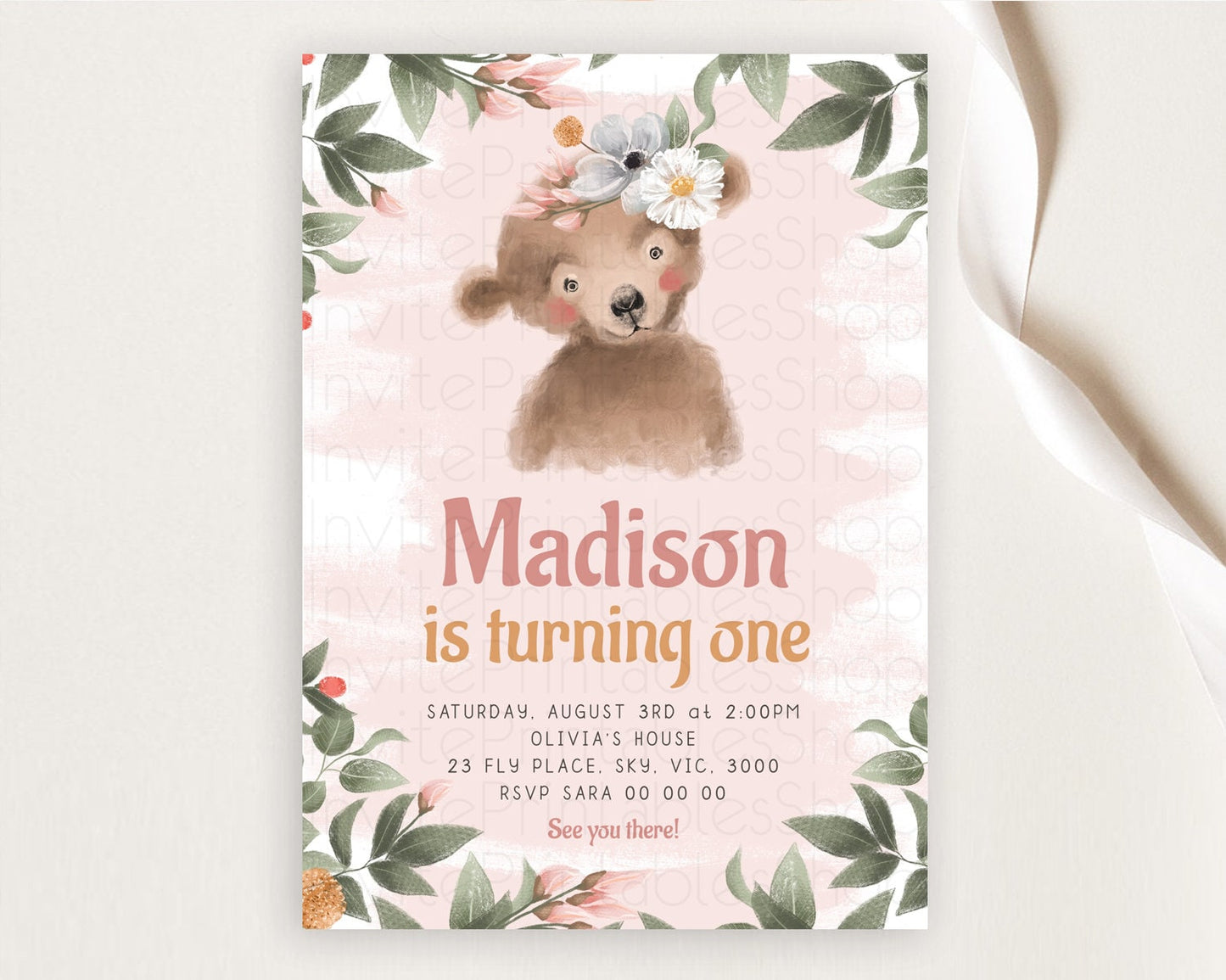 Bear Birthday Invitation Bear Invitation Forest Baby Invites Bear Woods Party Forest Adventure Bear Hunt Party 2nd First Birthday D10590