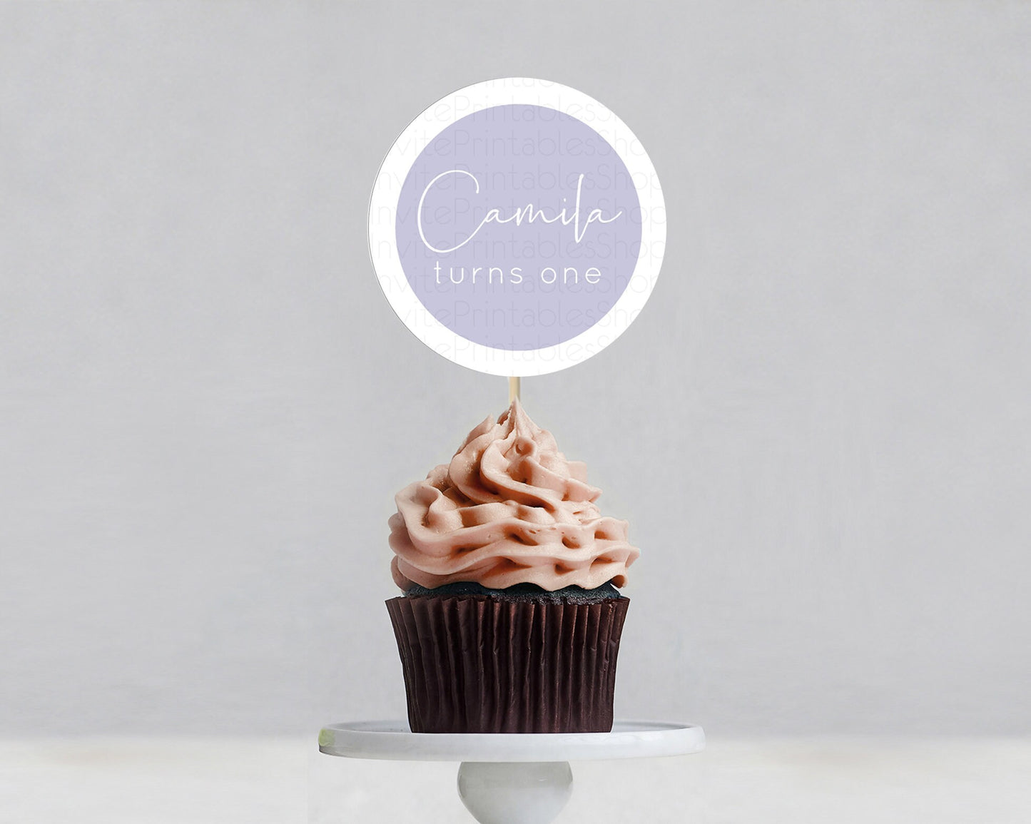 Purple Cupcake Toppers Plain Purple Cupcake Minimalist Purple Cupcake Pastel Blue Table Number  Cupcake Topper Purple Décor D10942