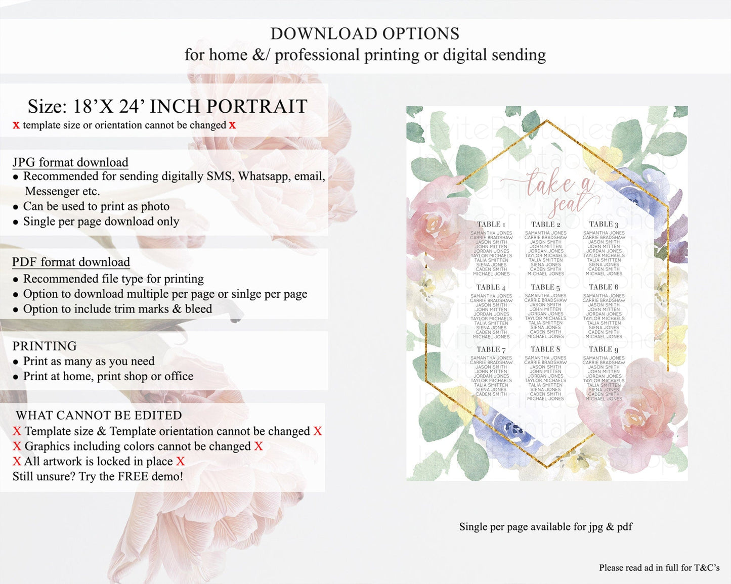 Secret Garden Seating Chart Wildflower Seating Chart Pastel Flowers Seating Chart Enchanted Garden Boho Floral Take A Seat Decor D10254