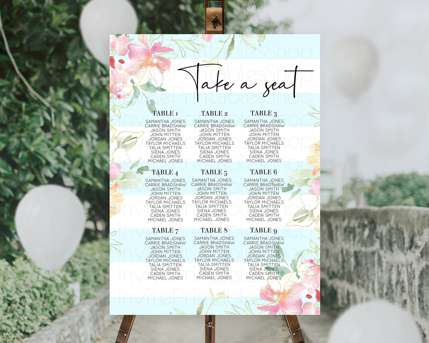 Editable Secret Garden Seating Chart Wildflower Seating Chart Pastel Flowers
