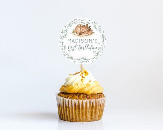 Editable Fawn Cupcake Toppers Deer Cupcake Toppers Enchanted Forest Party Bu