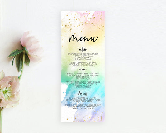Editable Pastel Menu Pastel Rainbow Menu Template Colorful Pastel Table Deco