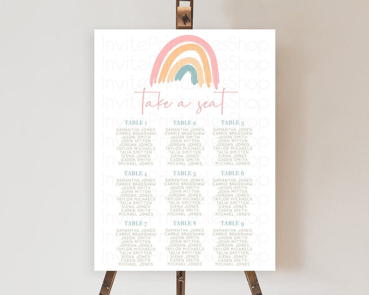Pastel Rainbow Seating Chart Boho Rainbow Seating Chart Rainbow Seating Chart Pastel Seating Chart Boho Rainbow Seating Sign D10351