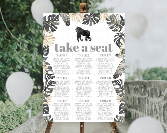 Editable Gorilla Seating Chart Jungle Gorilla Seating Sign Gorilla Party D??c
