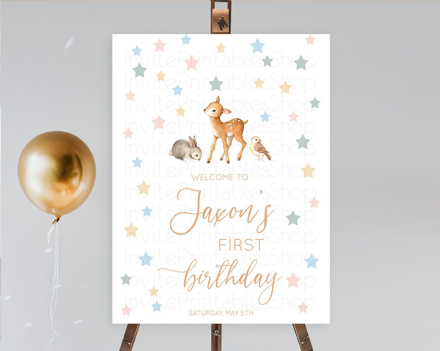 Fawn Welcome Sign Deer Welcome Board Floral Deer Welcome Poster Enchanted Forest Butterfly Pastel Floral First Birthday Welcome Sign D10918