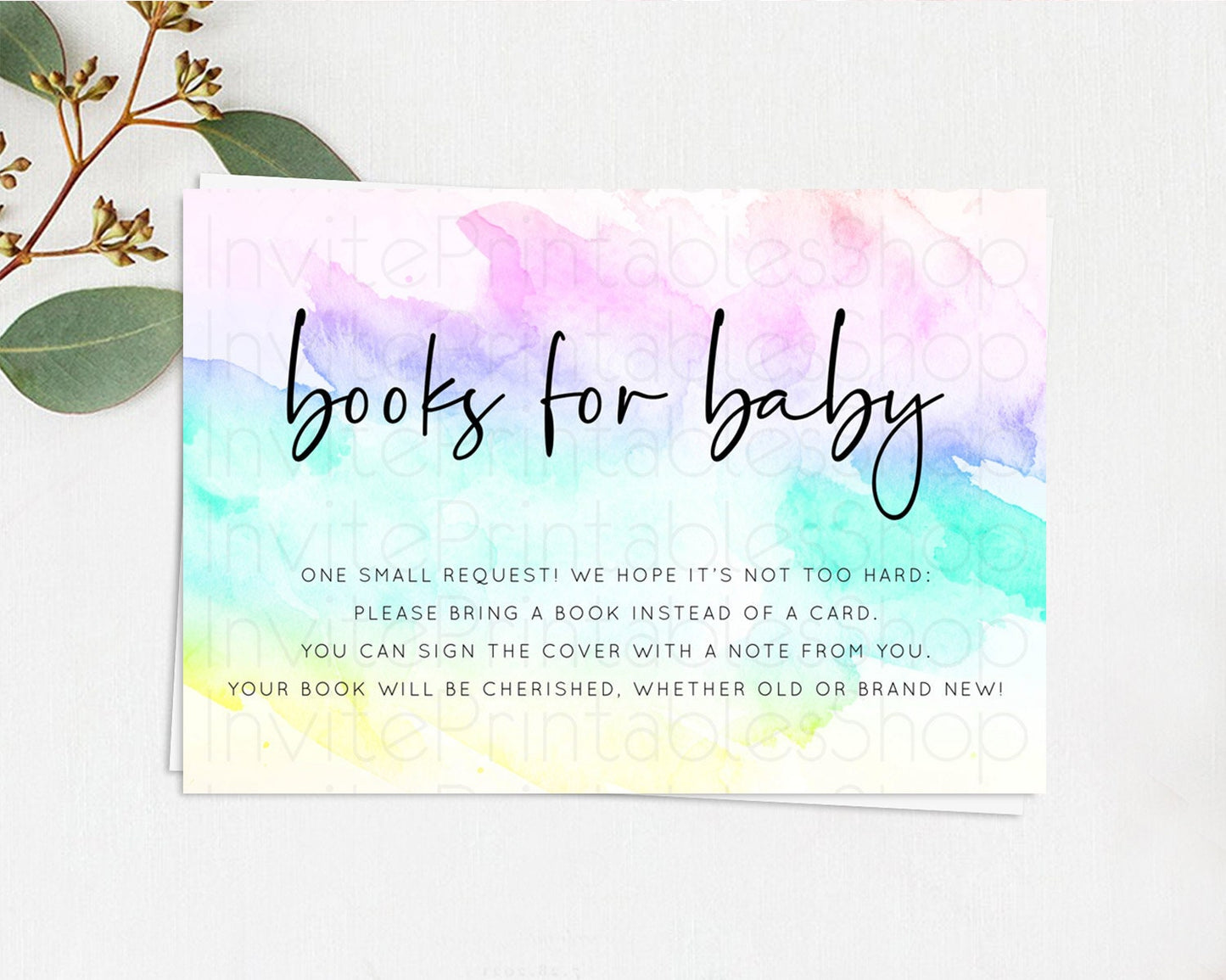 Pastel Books For Baby Card Pastel Rainbow Book Insert Colorful Ombre Watercolor Book Card Confetti Glitter Baby Book Poem Request D10231