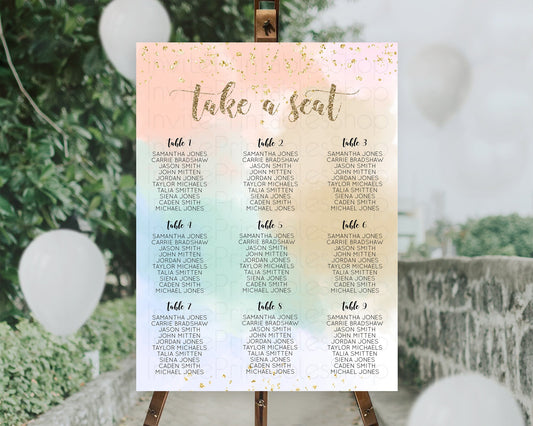 Rainbow Seating Chart Pastel Seating Chart Colorful Pastel Watercolor Seating Sign Ombre Pastel Décor Pastel Take A Seat Sign D10377