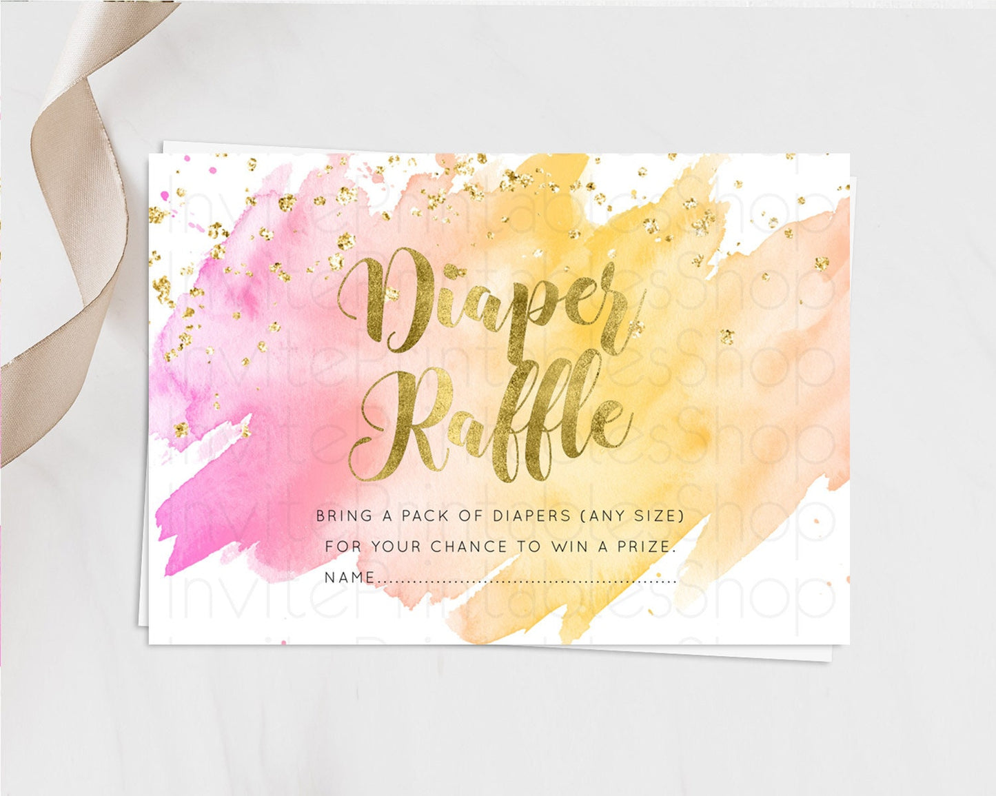 Pastel Diaper Raffle Card Pastel Rainbow Diaper Raffle Insert Colorful Ombre Watercolor Diaper Ticket Confetti Glitter Raffle Game D10526