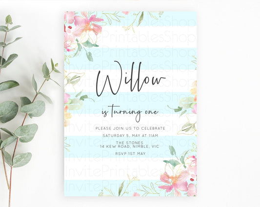 Secret Garden Invitation Wildflower Birthday Invitation Pastel Flowers Invite Enchanted Garden Boho Floral 3rd 2nd First Birthday D10303