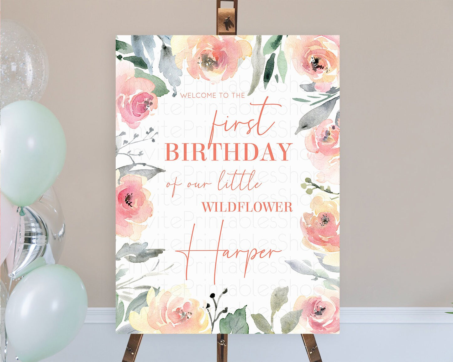 Secret Garden Welcome Sign Wildflower Welcome Board Pastel Flower Garden Welcome Poster Boho Wildflower First Birthday Welcome Sign D10778