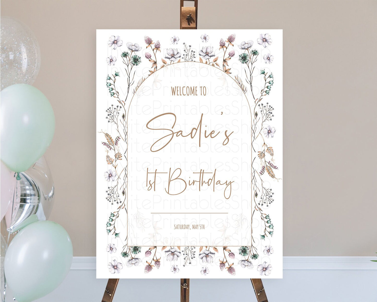 Secret Garden Welcome Sign Wildflower Welcome Board Pastel Flower Garden Welcome Poster Boho Wildflower First Birthday Welcome Sign D10604