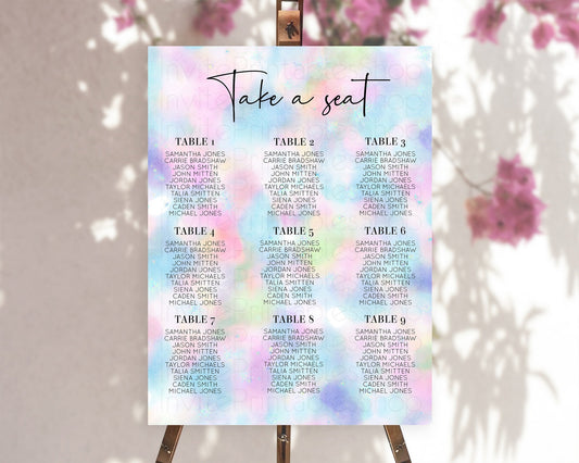 Editable Rainbow Seating Chart Pastel Seating Chart Colorful Pastel Watercol