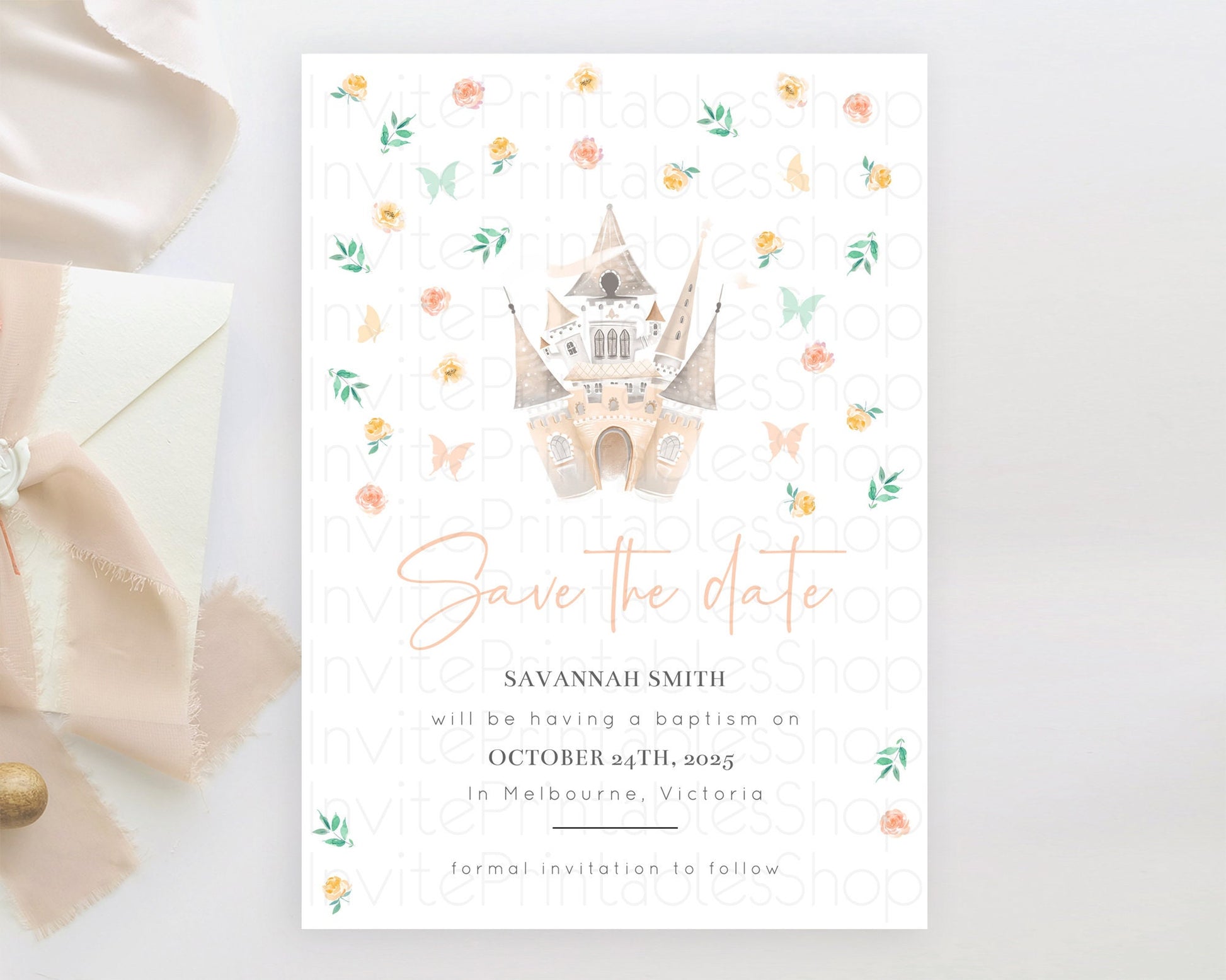 Editable Princess Save The Date Template Secret Garden Enchanted Castle Past