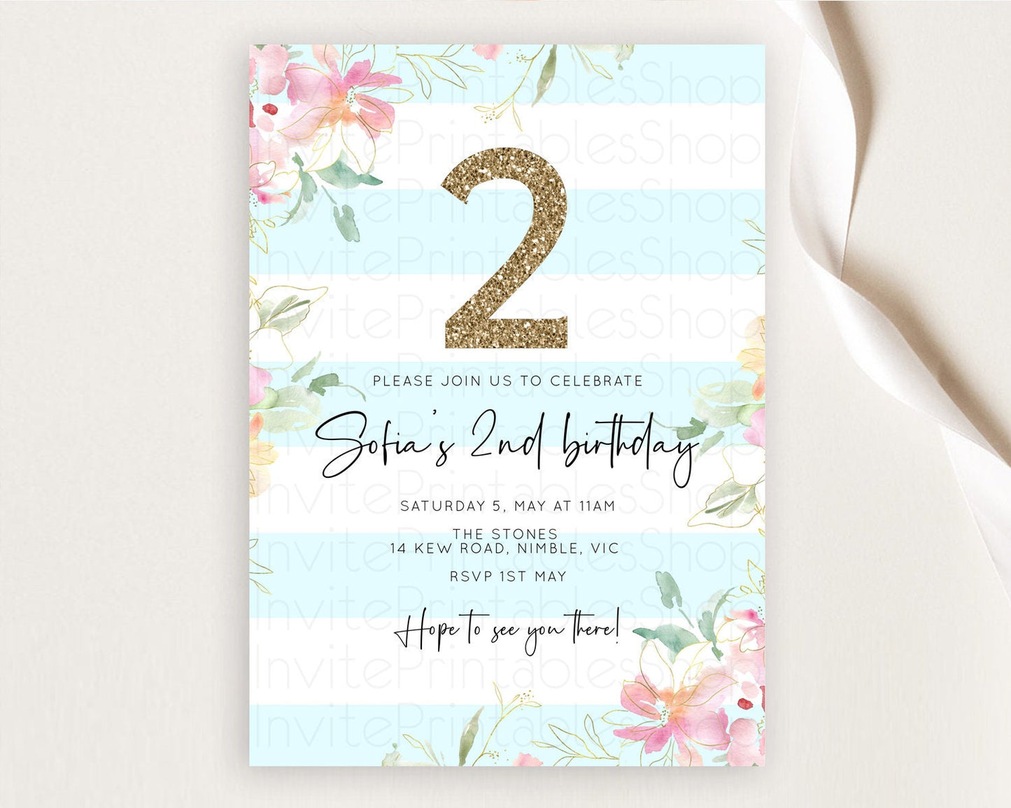 Secret Garden Invitation Wildflower Birthday Invitation Pastel Flowers Invite Enchanted Garden Boho Floral 3rd 2nd First Birthday D10303