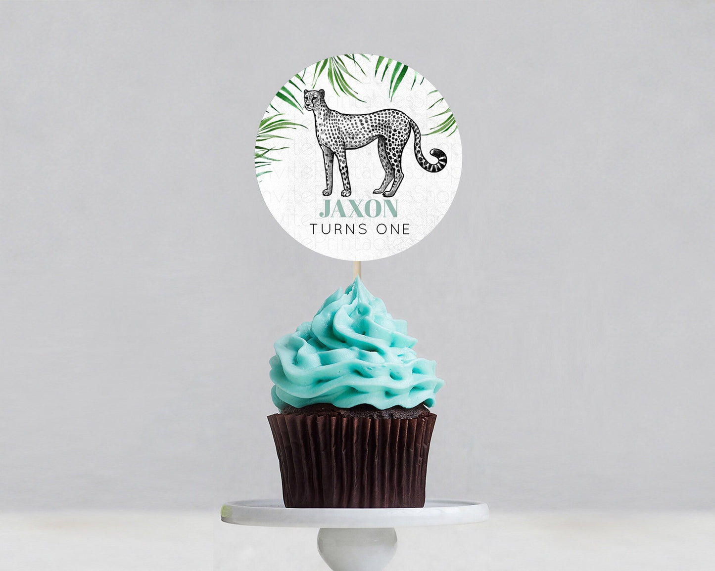 Cheetah Cupcake Toppers Cheetah Cupcake Cheetah Safari Cupcake Adventure Cheetah Cupcake Topper Palm Leaf Zoo First Birthday Decor D10849