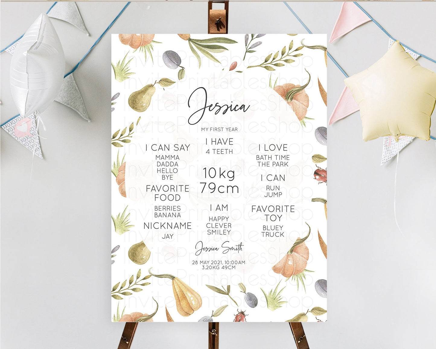 Pumpkin Milestone Board Pear Milestone Board Ladybug Milestone Plum Milestone Ladybug Milestone Garden First Birthday Welcome Sign D10543