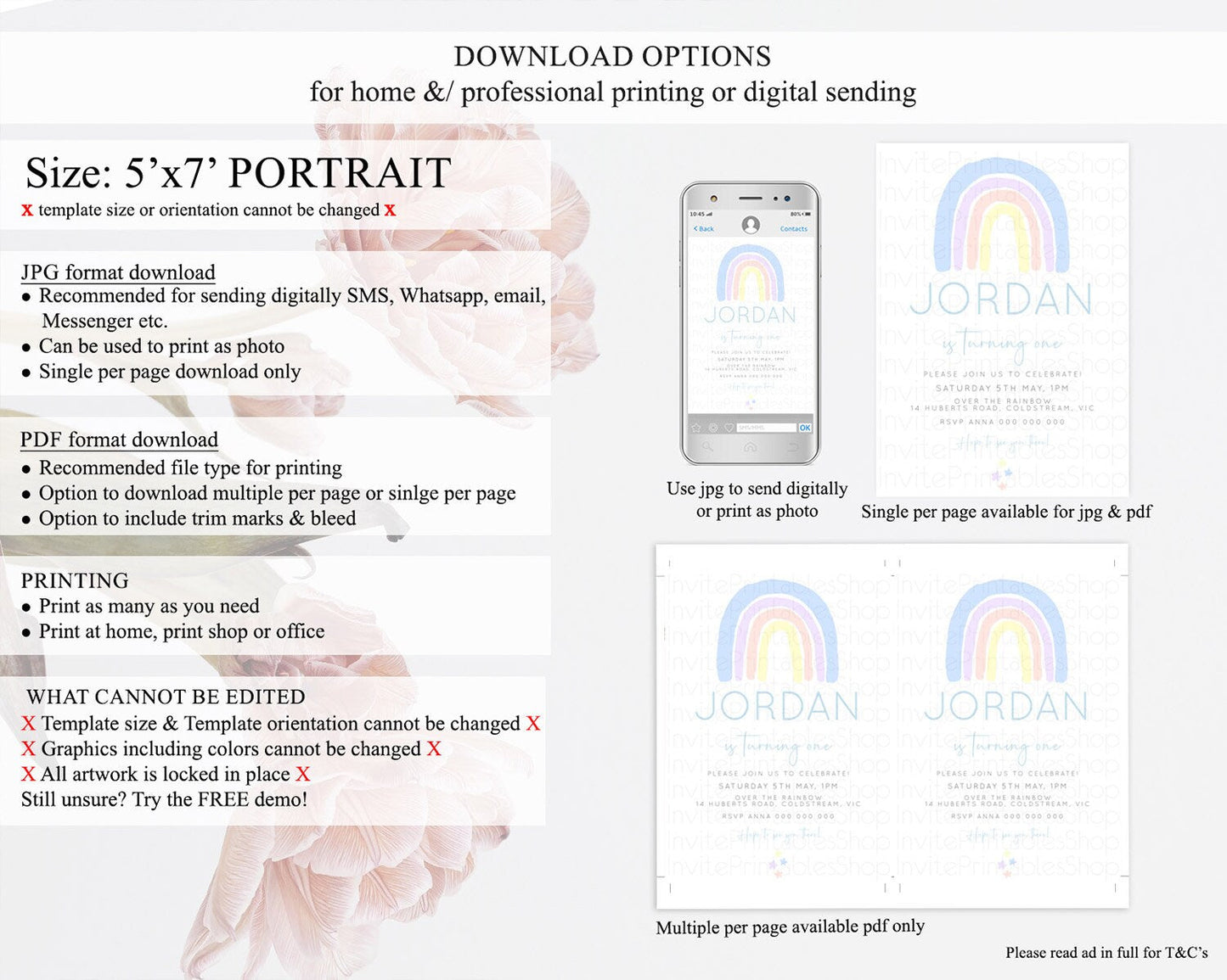 Pastel Rainbow Birthday Invitation Pastel Rainbow Invitation Rainbow Invitation Pastel Invitation Boho Rainbow 1st First Birthday D23103