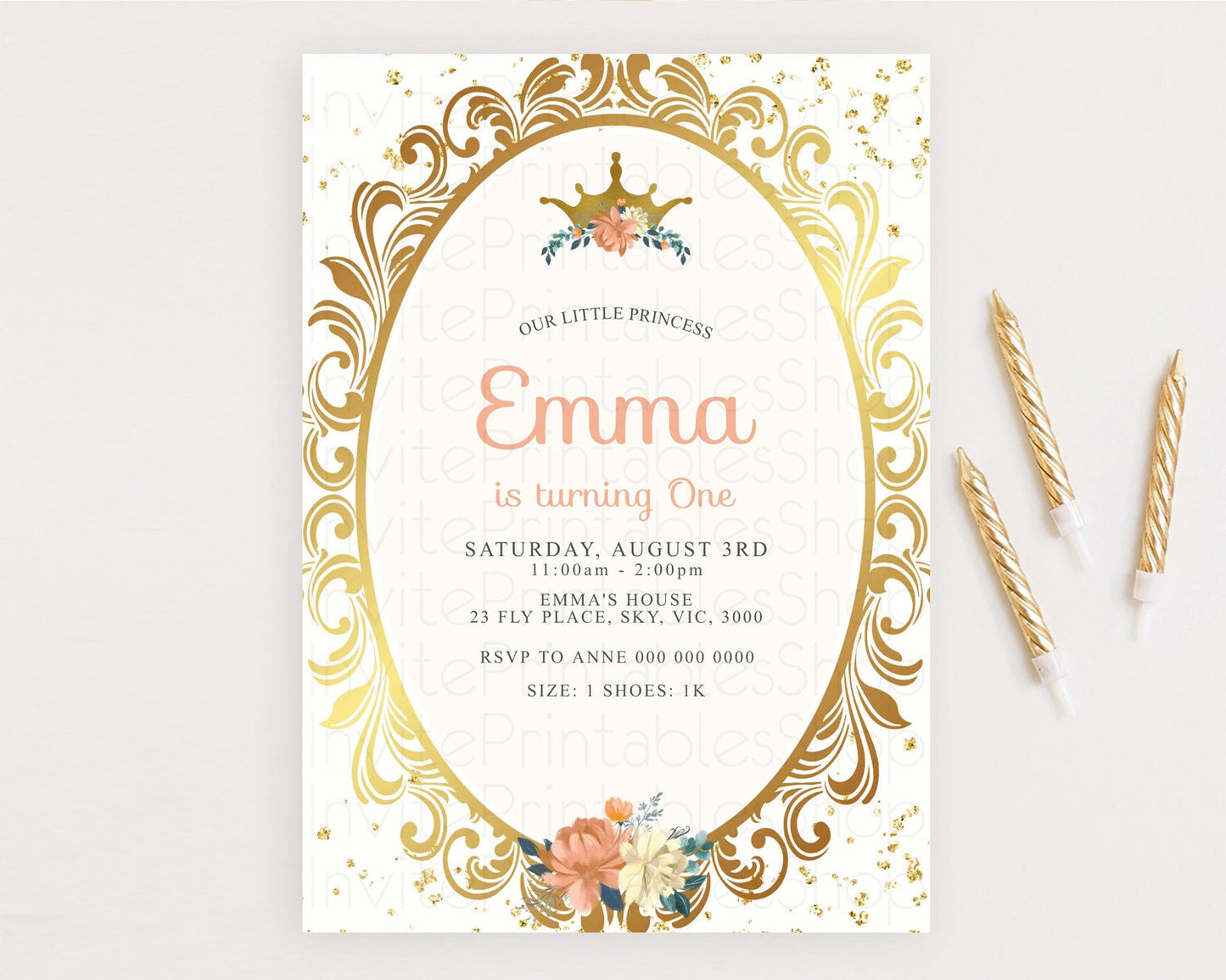 Editable Princess Birthday Invitation Castle Invitation Royal Birthday Fairy