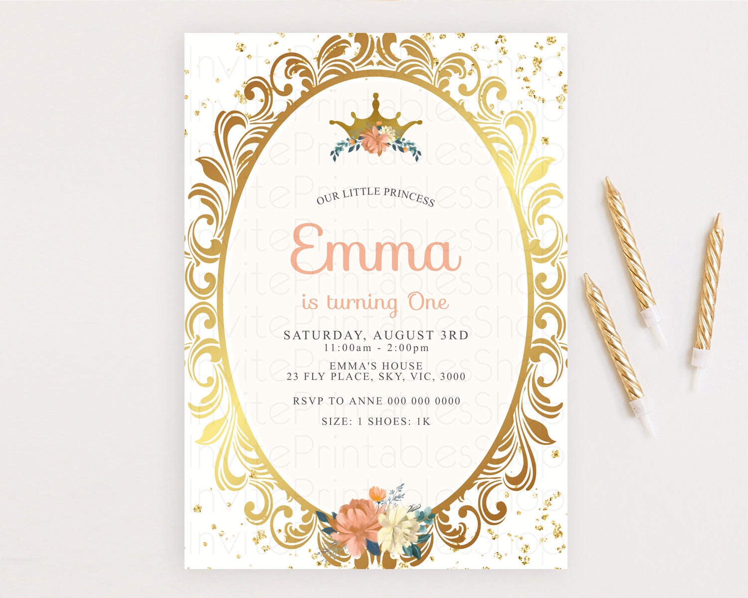 Editable Princess Birthday Invitation Castle Invitation Royal Birthday Fairy