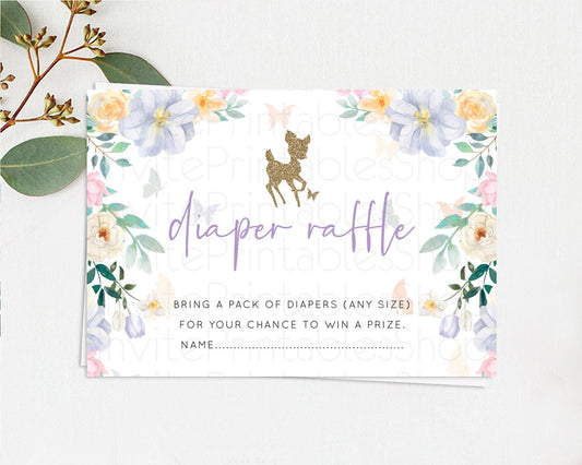 Editable Fawn Diaper Raffle Card Deer Diaper Insert Floral Deer Diaper Ticke