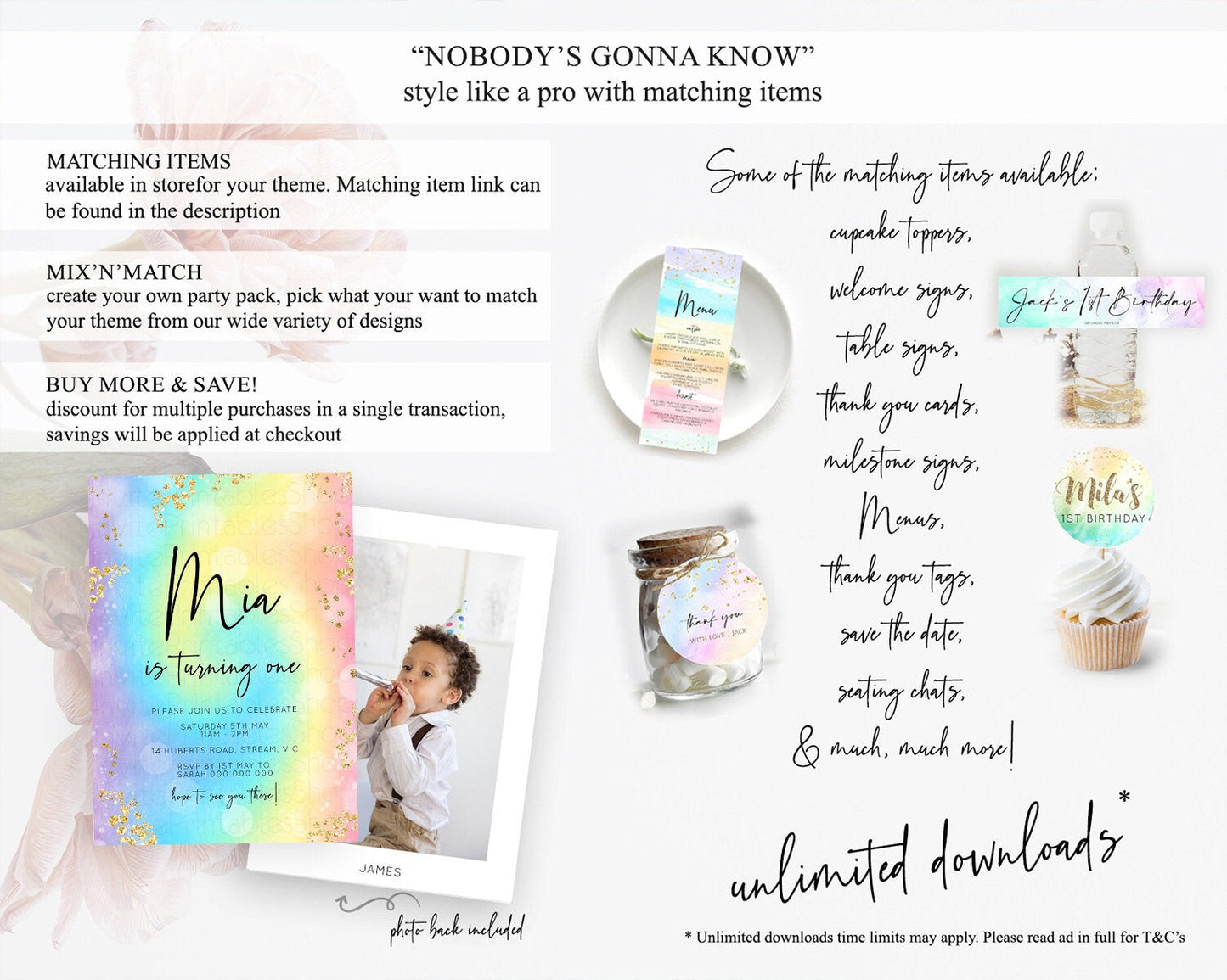 Tie Dye Invitation Rainbow Birthday Invitation Pastel Invitation Colorful Invitation Pastel Rainbow Party 3rd 2nd 1st First Birthday D10568