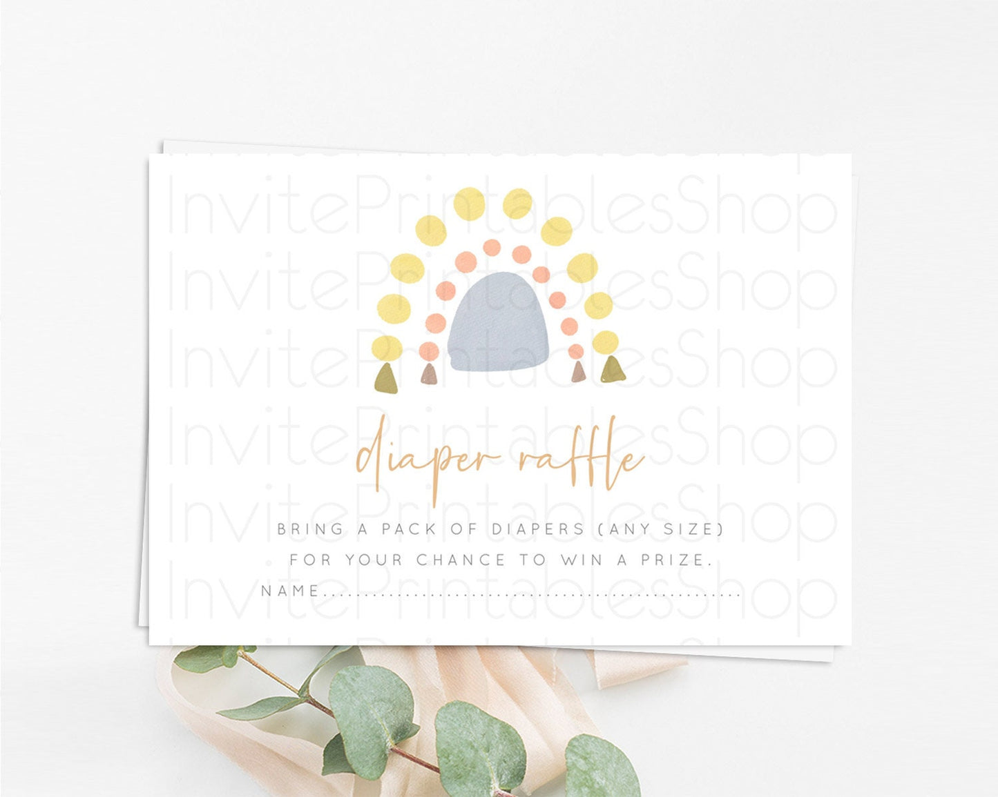 Pastel Rainbow Diaper Raffle Card Boho Rainbow Diaper Insert Boho Rainbow Diaper Ticket Pastel Watercolor Baby Shower Raffle Game D10688