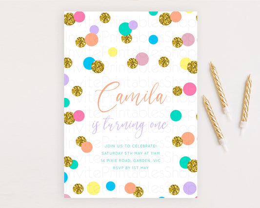 Editable Pastel Birthday Invitation Pastel Confetti Birthday Invitation Bubb