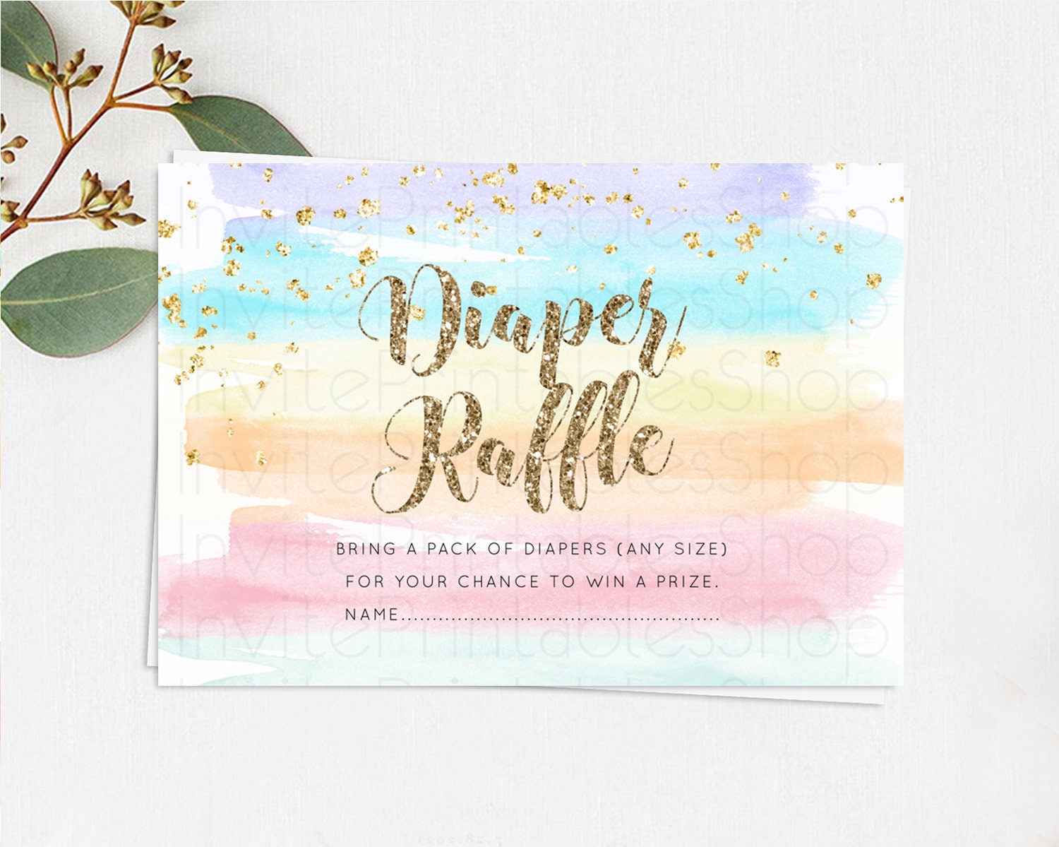 Editable Pastel Diaper Raffle Card Pastel Rainbow Diaper Raffle Insert Color