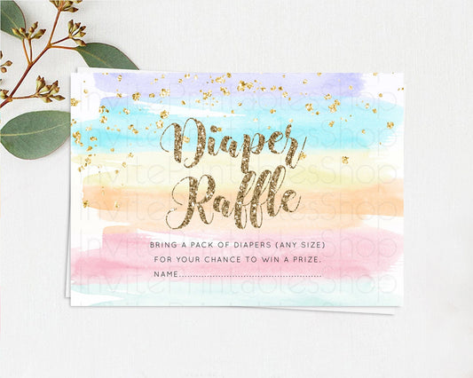Editable Pastel Diaper Raffle Card Pastel Rainbow Diaper Raffle Insert Color