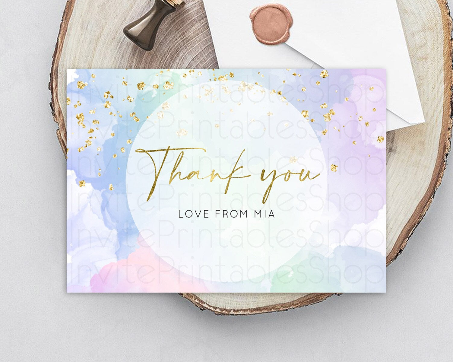 Editable Pastel Thank You Rainbow Thank You Card Colorful Pastel Birthday Th