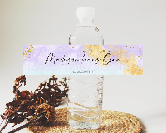 Editable Pastel Water Label Template Pastel Ombre Rainbow Watercolor Colorfu