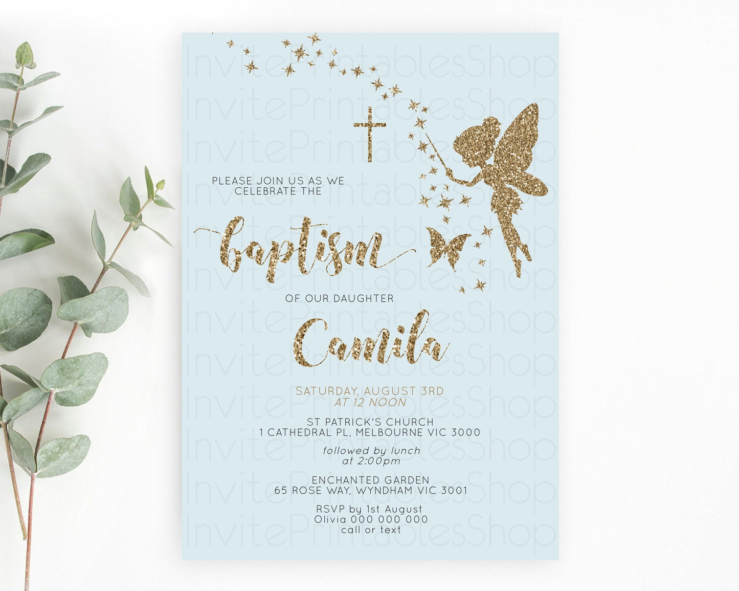 Fairy Baptism Invitation Fairy Baptism 1st Birthday Invitation Enchanted Secret Garden Christening Invite Pastel Floral Butterfly D10907