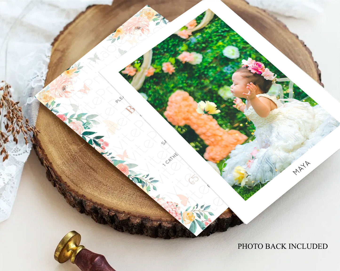 Secret Garden Baptism Invitation Wildflower Baptism Birthday Invite Pastel Flowers Christening Invite Enchanted Garden Boho Floral D10706