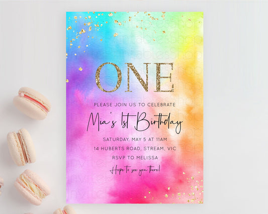 Editable Tie Dye Invitation Rainbow Birthday Invitation Pastel Invitation Co