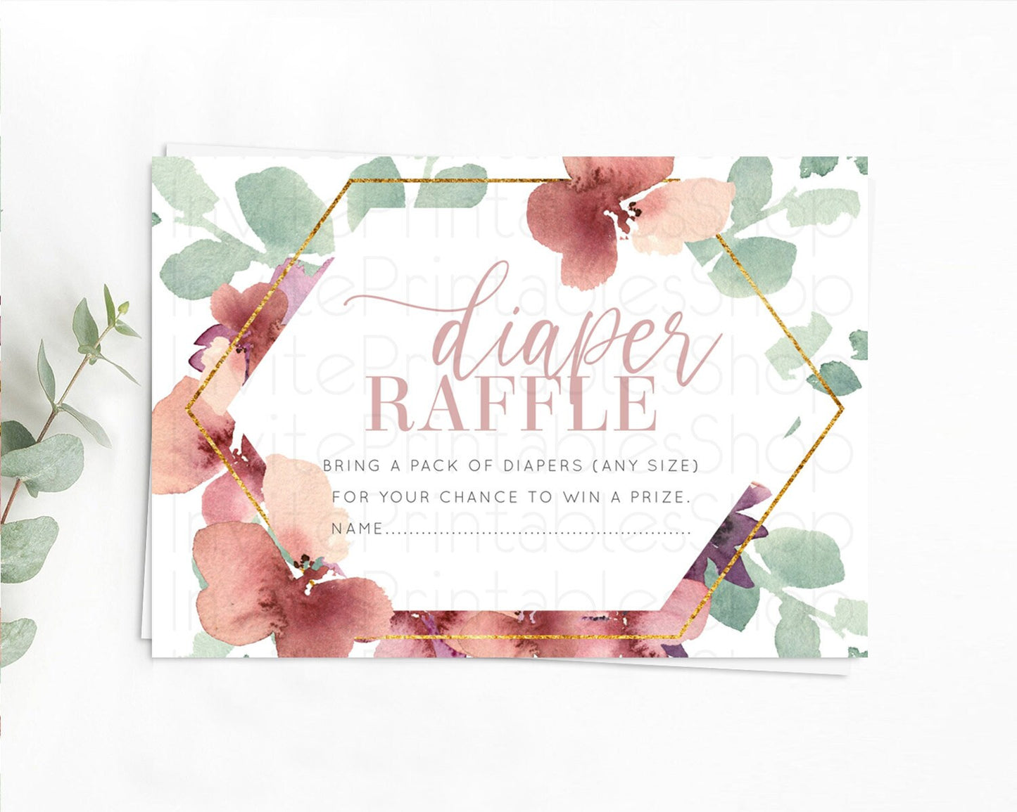 Secret Garden Diaper Raffle Card Boho Wildflower Diaper Raffle Insert Pastel Flower Garden Baby Shower Card Flower Raffle Game D10964